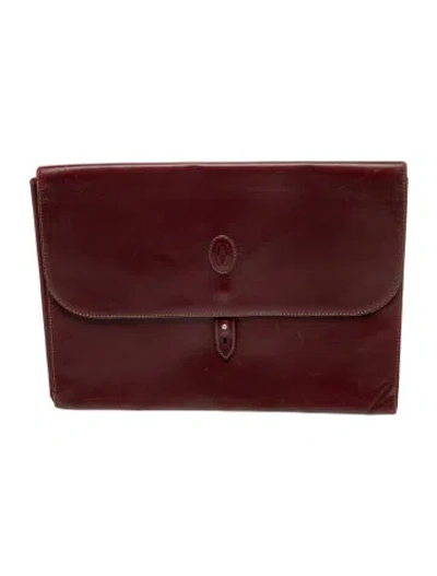 Pre-owned Must De Cartier Leather Clutch In Red