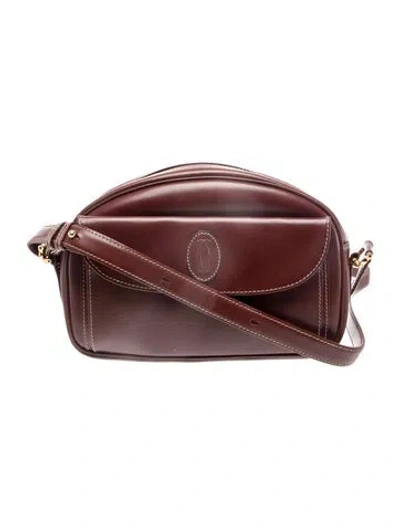 Pre-owned Must De Cartier Leather Crossbody Bag In Burgundy