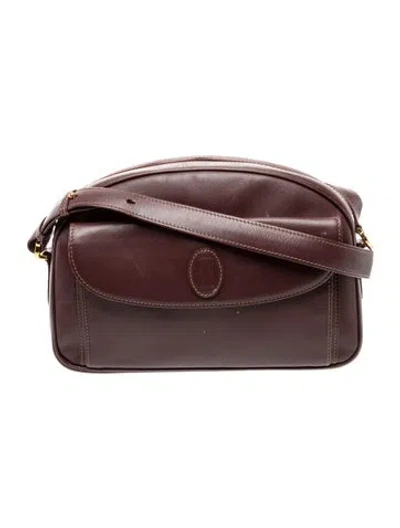 Pre-owned Must De Cartier Leather Crossbody Bag In Burgundy