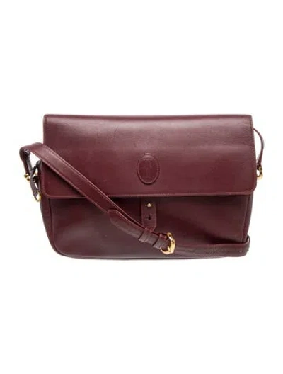 Pre-owned Must De Cartier Leather Crossbody Bag In Burgundy