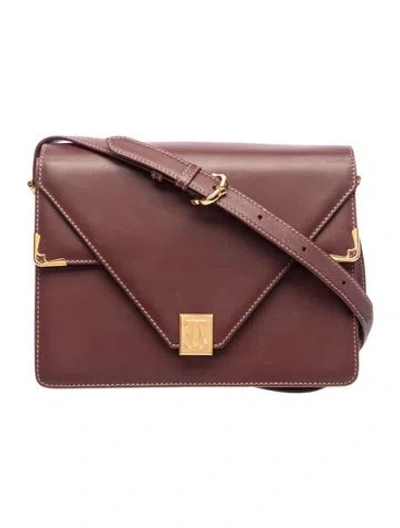 Pre-owned Must De Cartier Leather Crossbody Bag In Burgundy