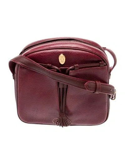 Pre-owned Must De Cartier Leather Crossbody Bag In Burgundy