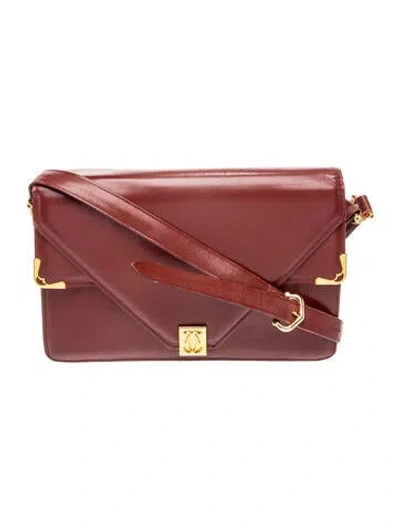 Pre-owned Must De Cartier Leather Crossbody Bag In Burgundy/red