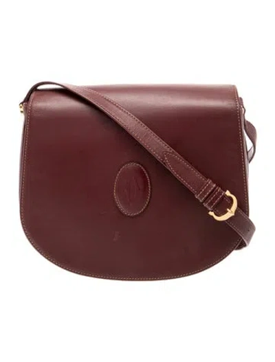 Pre-owned Must De Cartier Leather Crossbody Bag Vintage In Burgundy