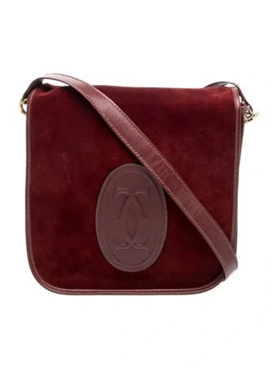 Pre-owned Must De Cartier Leather Messenger Bag In Burgundy