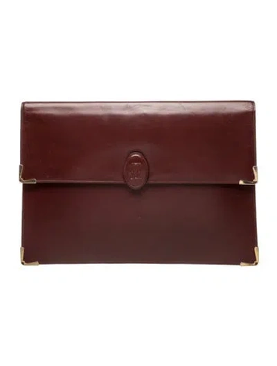 Pre-owned Must De Cartier Leather Portfolio In Burgundy