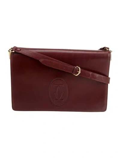 Pre-owned Must De Cartier Leather Shoulder Bag In Burgundy
