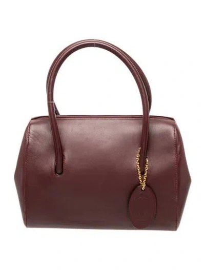 Pre-owned Must De Cartier Leather Top Handle Bag Vintage In Red