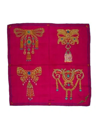 Pre-owned Must De Cartier Silk House Check Pattern Scarf In Pink