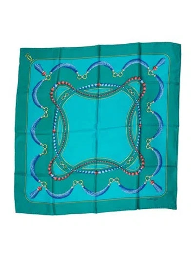 Pre-owned Must De Cartier Silk Printed Scarf In Blue