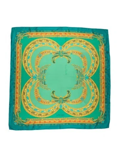 Pre-owned Must De Cartier Silk Printed Shawl In Green