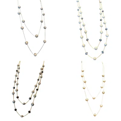 Must Haves By Paula 4-pc Shiny Waterfall Beaded Opera Length Necklace In Silver/gold/black Matte In Multi