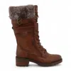 Mustang Women's Off White Mid-calf Faux Fur Winter Combat Boots In Brown