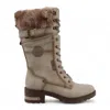 Mustang Women's Off White Mid-calf Faux Fur Winter Combat Boots In Neutral