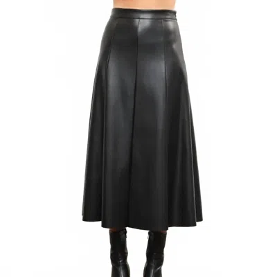 Mustard Seed A Line Faux Leather Midi Skirt In Black