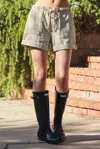 Mustard Seed Banded Drawstring Shorts In Faded Olive In Green