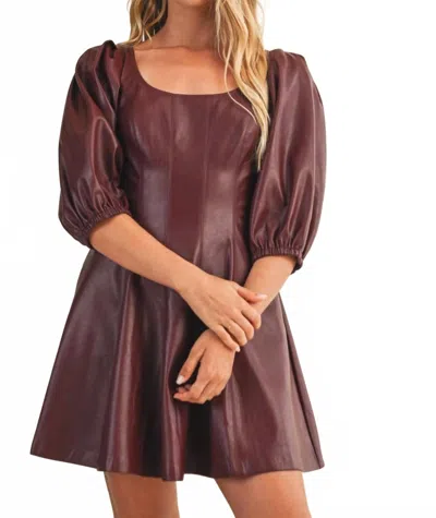 Mustard Seed Bliss Faux Leather Dress In Bordeaux In Burgundy