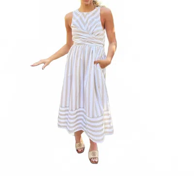 Mustard Seed Bradenton Midi Dress In Natural Stripe In Blue
