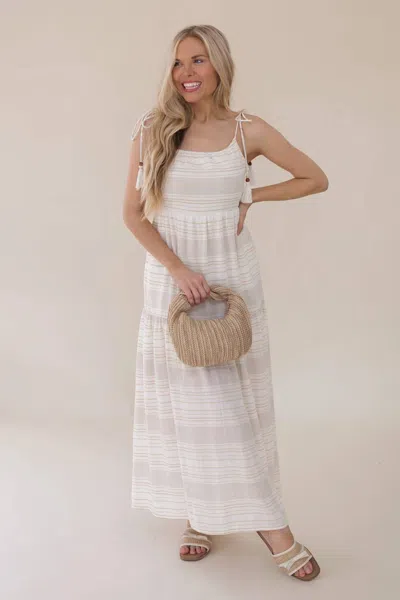 Mustard Seed Brooke Midi Dress In Light-colored Stripe In White