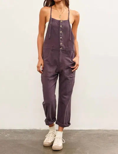 Mustard Seed Button Closure Strappy Jumpsuit In Charcoal In Gray