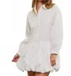 Mustard Seed Button Down Balloon Dress In White In White