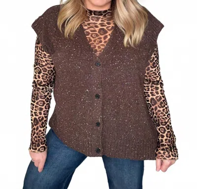 Mustard Seed Button Down Vest Cardigan In Dark Chocolate In Brown