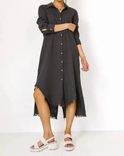 Mustard Seed Button Up Shirt Dress In Graphite In Pink