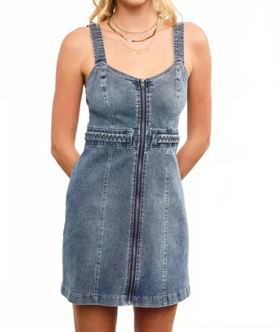 Mustard Seed Carrie Zip Front Denim Dress In Medium Wash In Blue