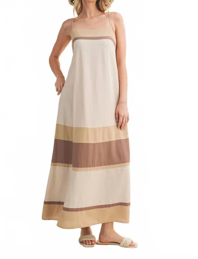 Mustard Seed Color Blocked Maxi Dress In Taupe Multi In Gray