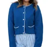 Mustard Seed Contrast Trim Cardigan In Blue In Blue
