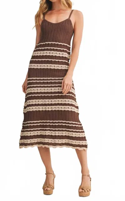 Mustard Seed Crochet Lace Inset Ribbed Dress In Choco In Brown