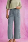 Mustard Seed Cropped Drawstring Pants In Blue In Blue