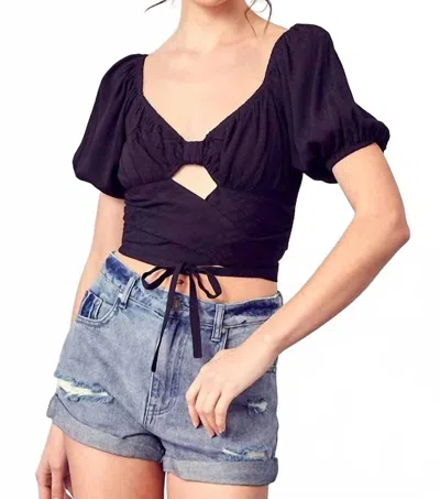 Mustard Seed Cropped Woven Blouse In Black In Purple