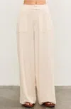 Mustard Seed Cut Edge Waist Wide Leg Pants In Tan In Blue