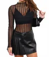 Mustard Seed Cynthia Mesh Bodysuit In Black In Black