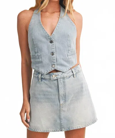 Mustard Seed Denim Halter Neck Vest In Light Blue In Gray