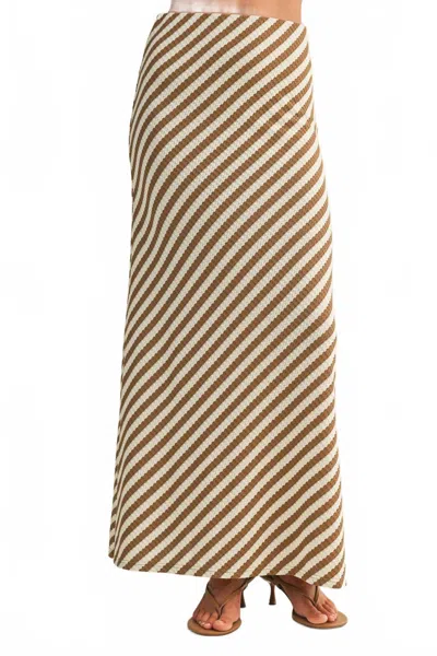 Mustard Seed Diagonal Striped Knitted Skirt In Taupe In Multi