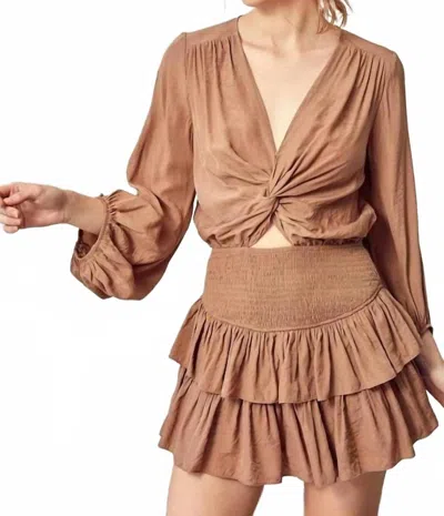 Mustard Seed Don't Get It Twisted Ruffle Romper In Mocha In Brown