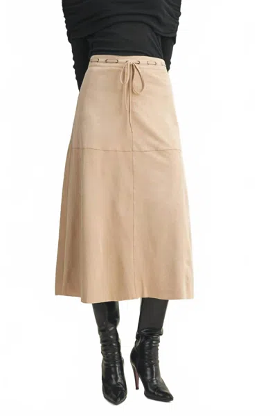 Mustard Seed Drawstring Suede A Line Skirt In Beige In Neutral
