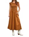 Mustard Seed Drop Waist Midi Dress In Cashew In Multi