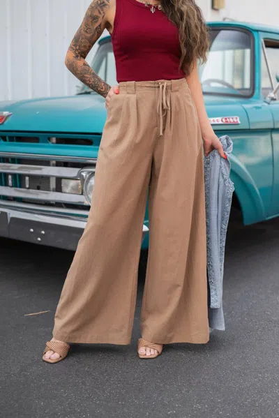 Mustard Seed Edythe High Waist Wide Leg Pants In Mushroom In Grey