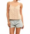 Mustard Seed Elena Front Button Closure Lace Cami Top In Beige In Neutral