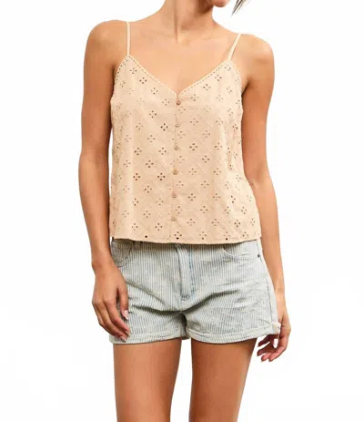 Mustard Seed Elena Front Button Closure Lace Cami Top In Beige In Neutral