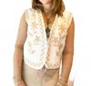 Mustard Seed Embroidered Floral Open Front Vest In Ivory In Multi