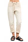 Mustard Seed Front Tie Denim Pants In Ecru In White