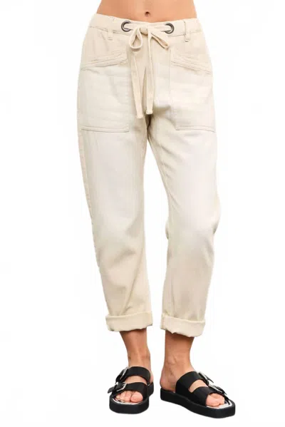 Mustard Seed Front Tie Denim Pants In Ecru In White