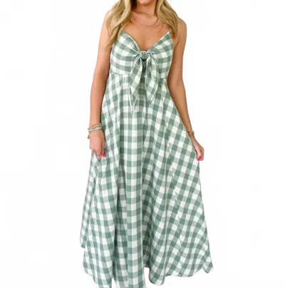 Mustard Seed Gingham Cami Dress In Basil In Green