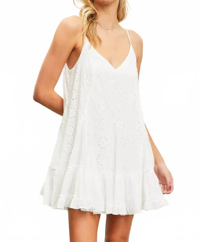 Mustard Seed Gingham Eyelet Dress In White
