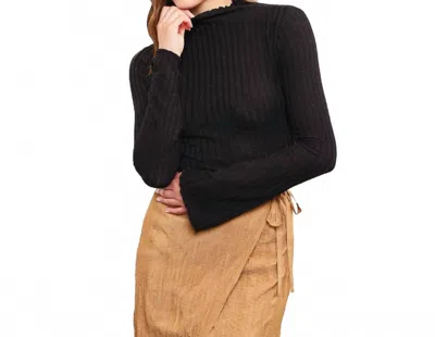 Mustard Seed High Neck Knit Sweater In Black