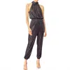 Mustard Seed High Neck Sequin Jumpsuit In Black In Multi